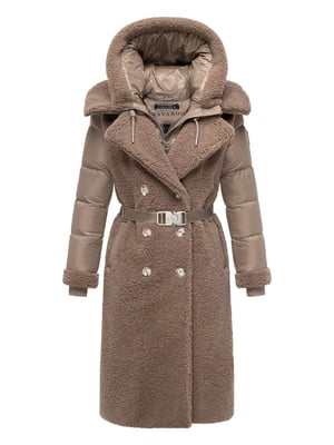Navahoo Damen Teddymantel Kuscheltraum mit 2-in-1 Stepp-Innenteil
