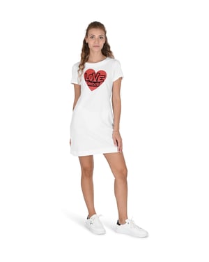 Herzabdruck Mini-Kleid Kurzarm T-Shirt Kleid