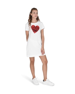 Herzabdruck Mini-Kleid Kurzarm T-Shirt Kleid