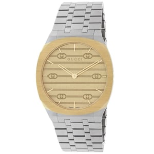 Gucci YA163403 25H Unisex Quarzuhr - 34mm Gold Edelstahl