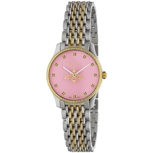 Gucci G-Timeless 29mm Damenuhr mit Bienenmotiv und rosa Zifferblatt