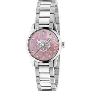 Gucci G-Timeless Damenuhr mit rosa Perlmutt-Zifferblatt - YA1265025