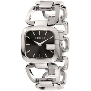 Gucci YA125407 G Damenuhr mit schwarzem Zifferblatt aus Edelstahl