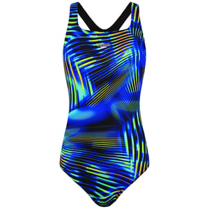 Speedo Bedruckter Medalist Damen Badeanzug Schwarz/Blau