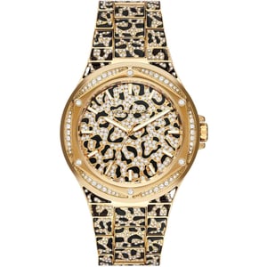Michael Kors MK7284 Animal Pavé Damenuhr - Stylisches Schwarz-Gold Design