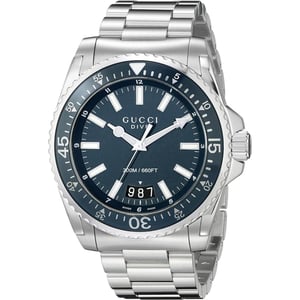 Gucci YA136203 Herren-Tauchuhr mit blauem Zifferblatt und Edelstahlarmband