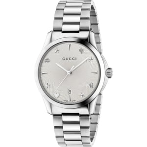 Gucci YA1264028A G-Timeless Unisex-Luxusuhr mit silbernem Zifferblatt