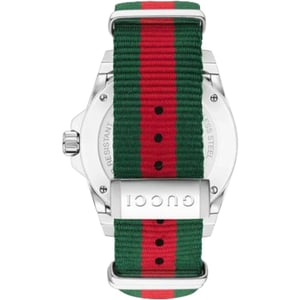 Gucci Dive Herrenuhr YA136206 mit schwarzem Zifferblatt und mehrfarbigem Armband
