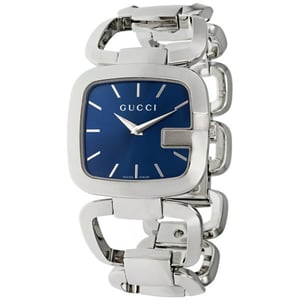 Gucci YA125405 G Damenuhr mit blauem Zifferblatt, 30 mm, aus Edelstahl