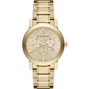 Burberry BU9753 Herrenuhr mit goldenem Zifferblatt und Chronograph - Luxuszeitmesser
