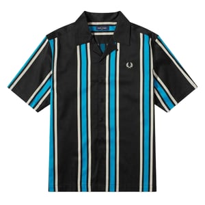 Fred Perry Herren gestreiftes Hemd mit Reverskragen (Schwarz/Blau)