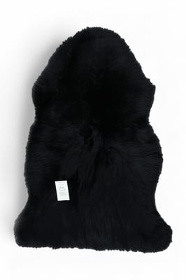Echter schwarzer Schaffell-Teppich, natürlich, seidig, weich und flauschig, echte Wolle