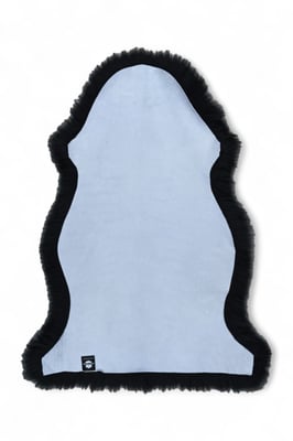Echter schwarzer Schaffell-Teppich, natürlich, seidig, weich und flauschig, echte Wolle
