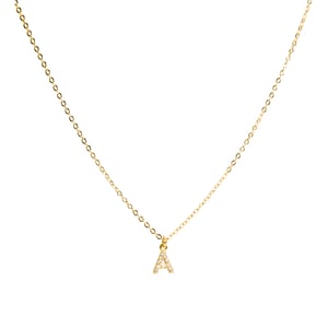 Luxenter Halskette mit glänzendem Zirkonia 18k Gold-Finish - Alphabet