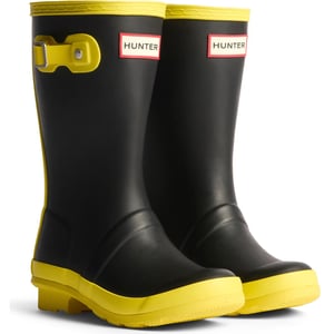 Hunter Junior Originals Gummistiefel Kinder Schwarz/Leuchtendes Gelb