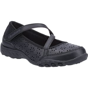 Skechers Breathe Easy Playground Poppies Mädchenschuhe Aus Schwarzem Leder