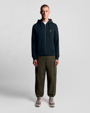 Lyle & Scott Loopback-Hoodie aus Baumwolle mit durchgehendem Reißverschluss – Marineblau