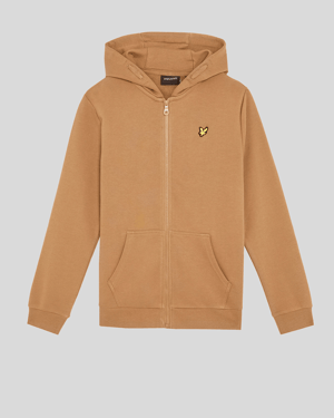 Lyle & Scott Jungen-Kapuzenpullover mit durchgehendem Reißverschluss – Braun