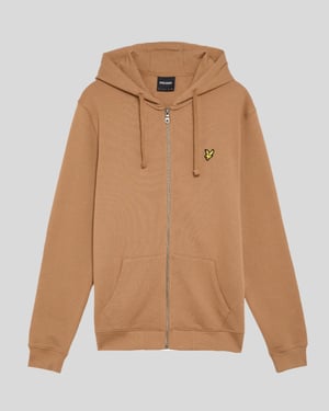 Lyle & Scott Loopback Baumwoll Vollzip Hoodie - Braun