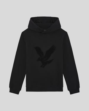 Lyle & Scott Jungen Frottee-Kapuzenpullover mit Adler-Motiv – Schwarz