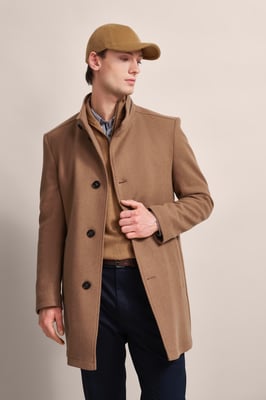 Bugatti Herren Wollmantel mit Westenfake