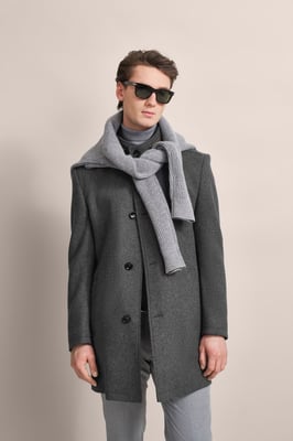 Bugatti Herren Wollmantel mit Westenfake