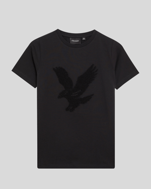 Lyle & Scott Jungen Frottee-T-Shirt mit Adler-Motiv, Schwarz