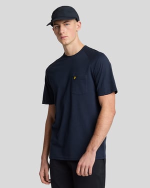 Lyle & Scott Raglan-T-Shirt aus Leinenmischung – Marineblau