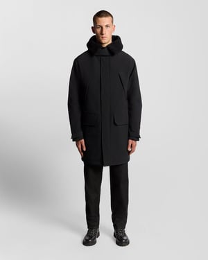 Lyle & Scott Schwerer Parka mit Kragen aus Kunstlammfell - Schwarz