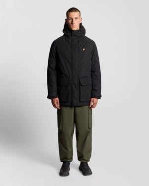 Lyle & Scott Schwerer Parka mit Kapuze – Schwarz