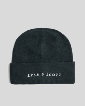Lyle & Scott Beanie mit Logo-Schriftzug – Marineblau
