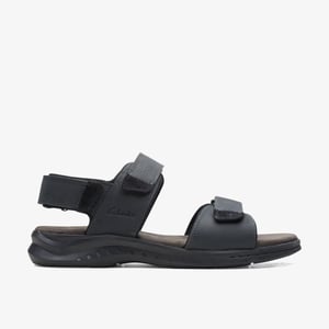 Hapsford Creek Schwarze Geschmeidige Leder-Sandalen