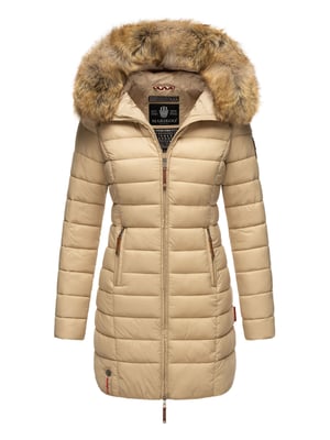 Marikoo Damenjacke Rose mit Steppdesign & abnehmbarem Kunstfellkragen