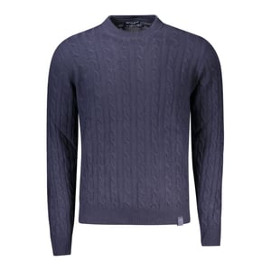 Dunkelblauer Kabelstrickpullover