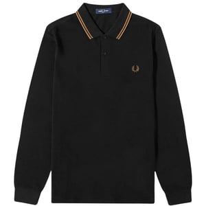 Fred Perry - Poloshirt für Herren, Langärmlig (Schwarz/Steinfarben)