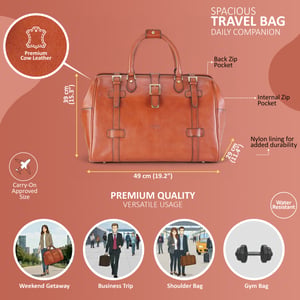 Reisetasche aus echtem Leder in Hellbraun, Vintage-Stil, für Reisen und Sport – Windsor