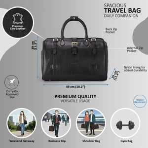 Reisetasche aus echtem Leder, schwarz, Vintage-Stil, für Reisen und Sport – Windsor
