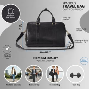 Vintage Echtleder Schwarze Reisetasche Duffle Gym Reisetasche - Atlas