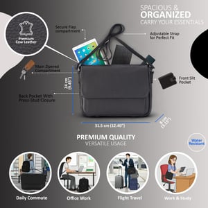 Echtes Leder Schwarz Laptoptasche Reise Arbeitstasche Messenger Satchel - Camden