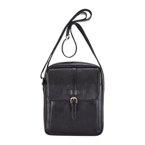 Schwarze Vintage-Umhängetasche aus echtem Leder – Ashby