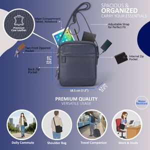 Echtes Leder Navy Vintage Messenger Crossbody Reisetasche - Hawthrone