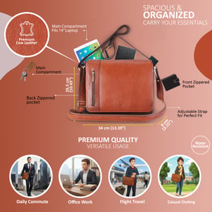 Laptoptasche aus echtem Leder in Hellbraun - Astor