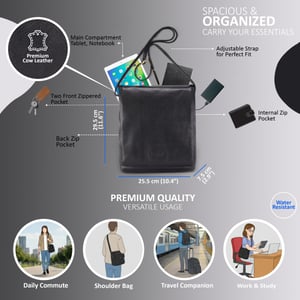 Leder Vintage Schwarz Messenger Schulter Crossbody Reise Business Tasche - Ranger