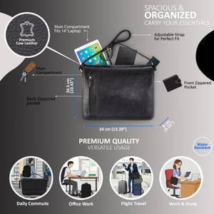 Schwarze Laptoptasche aus echtem Leder – Astor