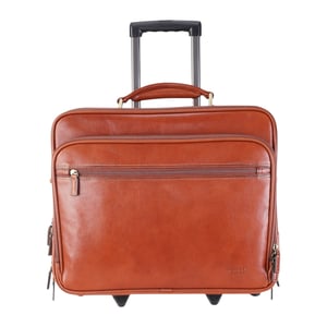 Echtes Leder Hellbraune Laptop-Aktentasche mit Rädern Reise-/Kabinen-/Pilotentasche - Nomad