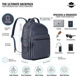Echtleder Marineblau Vintage Rucksack Laptoptasche Reiserucksack - Capri