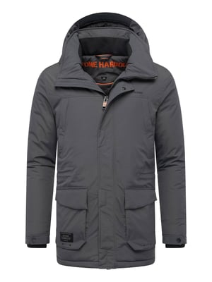 Stone Harbour Herren Parka Wadiim mit Kapuze & Zwei-Wege-Reißverschluss