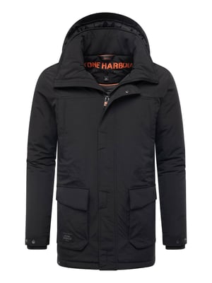 Stone Harbour Herren Parka Wadiim mit Kapuze & Zwei-Wege-Reißverschluss