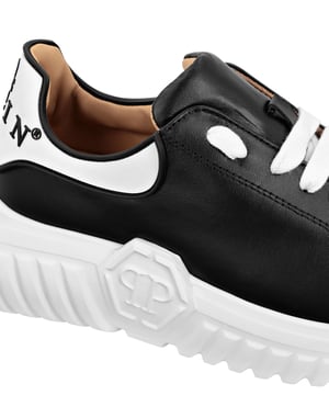 Leather Lo-Top Sneakers Hexagon Insert Sole And Plein
