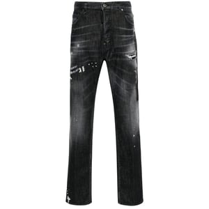 Dsquared2 642 Denim Paint Splash Schwarze Jeanshose Herren